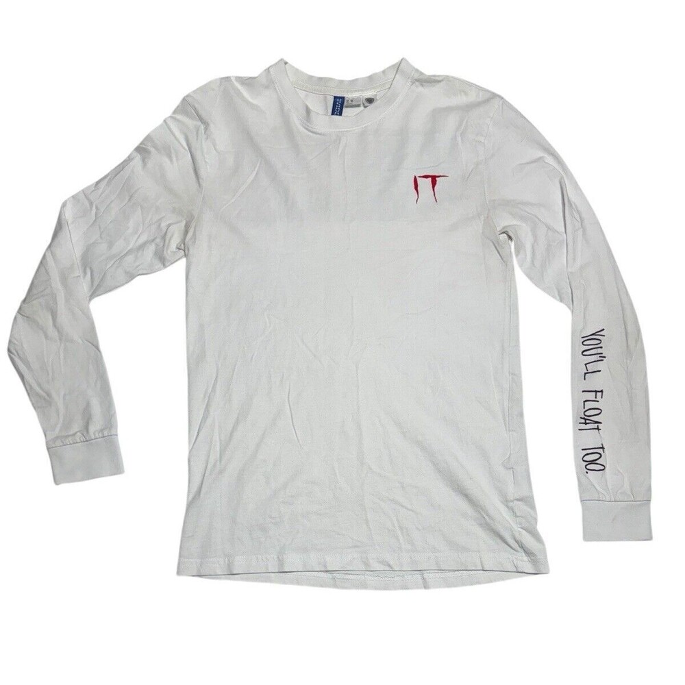 H&M X IT Movie Pennywise Movie Promo‎ White X-Small Long-Sleeve T-Shirt